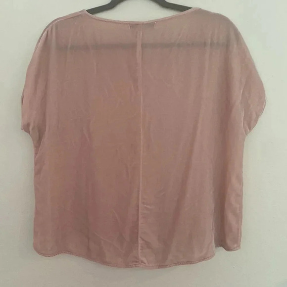 CUT Loose real velvet (silk and rayon) light pink short sleeve short Sz XS - Picture 5 of 8